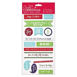 Create Christmas Christmas Thicker Stickers, Christmas Sentiments, Multicoloured, Pack of 16, Stickers for Kids and Adults, Ideal Labels for Card Making, Craft Projects and Scrapbook Stickers