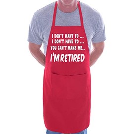 Print4U I Won't I'm Retired BBQ Cooking Funny Novelty Apron Red