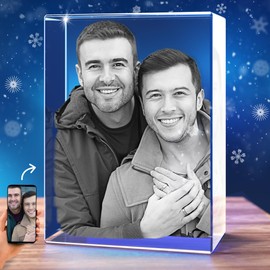 3DSTRONGUS 3D Crystal Photo Christmas Customized Gifts for - Women, Mom, Her, Girlfriend Him, Boyfriend, Dad, Birthday, Anniversary, 3D Customized Couples Gifts
