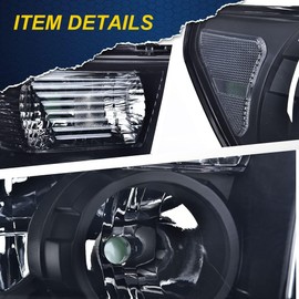CHEDA Headlights Left+Right Sides Compatible with Toyota Tundra 2007-2013/Fit Sequoia 2008 2009 2010 2011 2012 2013 2014 2015 2016 2017 2 PCS Smoky lens Black Housing Clear Reflector