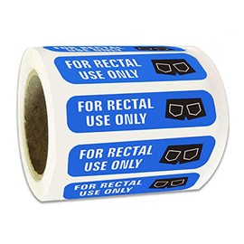 500 for Rectal Use Only Stickers Waterproof - 1.5" x 3/8" Blue Permanent Adhesive Rectal Use Only Stickers Labels