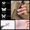 JERCLITY 30pcs 3D Alloy Silver Butterfly Nail Charms Nail Butterfly