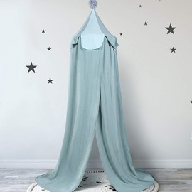 Bed Canopy Round Dome,Cotton Bed Canopy,Cotton Mosquito Net,Bed Canopy for Kid's Reading Room,Bedroom Decoration (Blue)