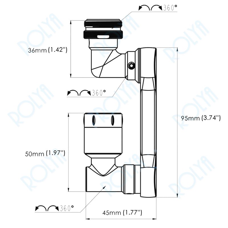 ROLYA 1080 Degree Rotating Faucet Extender Kitchen Sink Aerator Extension