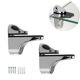 HERKINDNESS Glass Shelf Support Wall Bracket 2 Pieces or One Pair Zinc Alloy Adjustable Shelf Brackets for 3 mm - 20 mm Thick Glass