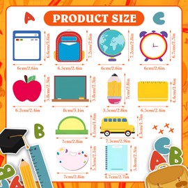 Pineraap 720 Sheets Back to School Sticky Notes Set - 12 Fun Designs Book Pencil Rainbow School Bus Blackboard Self-Adhesive Memo Pads for Kids, Classroom, Office & Home