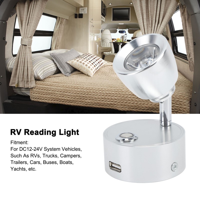 RV Reading Light LED Indoor Bedside Lamp Boat Yacht USB