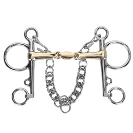 flexman Broca de Caballo Pelham de Acero Inoxidable, Filete de Puntas de Caballo, Broca para Pulgar, Accesorio de Conector de Latón Silicona Articulado para Principiantes Ecuestres