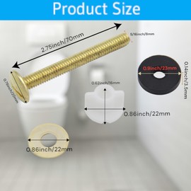 QDJUNE 2Pcs Toilet Seat Screws - Heavy Duty Steel Toilet Seat Hinge Bolts and Nuts for Top Mount Toilet Seat Hinges