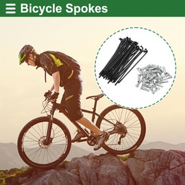 Motoforti Universal Bicycle Spokes Bike Wheel Spokes 14G 69mm Length Carbon Steel Black 1 Set