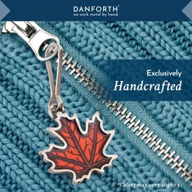DANFORTH - Maple Leaf/Autumn Zipper Pull, Charming Pewter Clip-on Zipper Accessory Gift for Jacket, Purse, Bag or Backpack, Handcast in USA, Measures 1" High