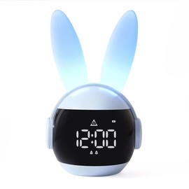 THIRFACHIGO Cute Children's Alarm Clock with Light, Loud Clock, USB Charging, Bedside Lamp, Stylish Alarm Clock, Girls/Boys, Gift, Gift (Blue)