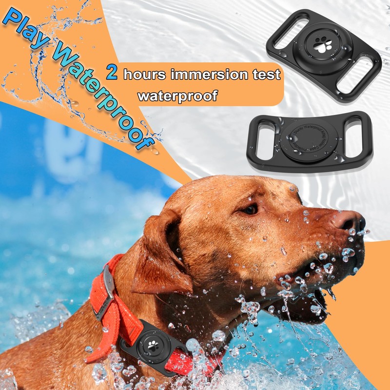 [2 Pack] Waterproof AirTag Dog Collar Holder Case, Silicone Full-Body
