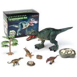 EKUEASYKU Large Remote Control Dinosaur Toys for Kids 3-5 4-7 8-12 Years Old Boys Girls Robot Dinosaur with Light, Roaring, Mist Spray, Realistic Walking, RC T-Rex Jurassic Tyrannosaurus Dino Toy Set