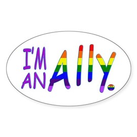 CafePress I'm an ALLY Oval Car Bumper Sticker
