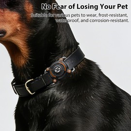 Aiivioll for Airtag Dog Collar Holder, 2 Pack Waterproof Holder for Dog Collar with Removable Metal Loop, Fit 30mm/1.2in Width, 2.5mm/0.1in Thick Pet Collars, Black & Orange