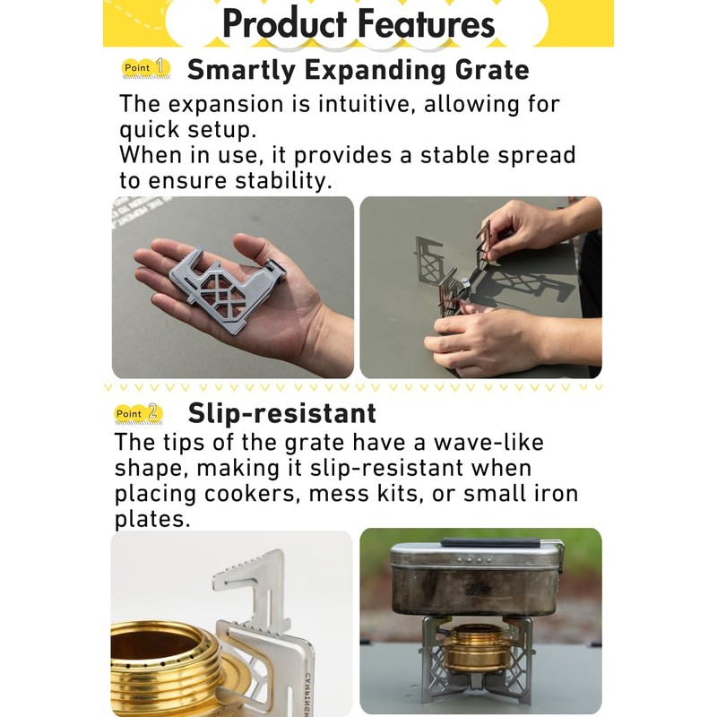 CAMPINGMOON Alcohol Stove Brass Stainless Steel Mini for Backpacking Hiking