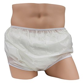 LeakMaster Adult Pull-On Vinyl Plastic Pants - Soft, Quiet and Form Fitting Incontinence Waterproof Diaper Covers for Adults - White, 5X-Large Fits 60-66 Inch Waist
