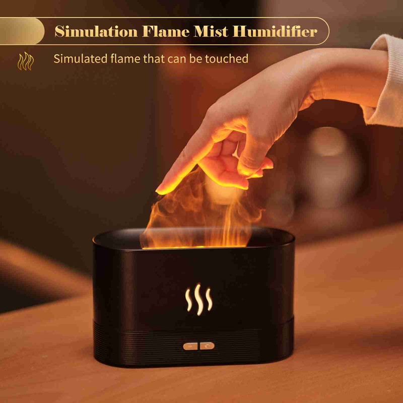 Simulation Flame Humidifier Auto Shut Off USB Aromatherapy Mist Humidifier