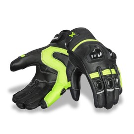 RideMaxx Premium Leather Motorbike Motorcycle Gloves Touch Screen Gloves with Knuckle Protection Racing gloves Riding Gloves (M, Racing Green)