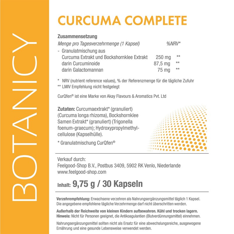 BOTANICY Curcuma Complete with Fenugreek - Contains 95% of all