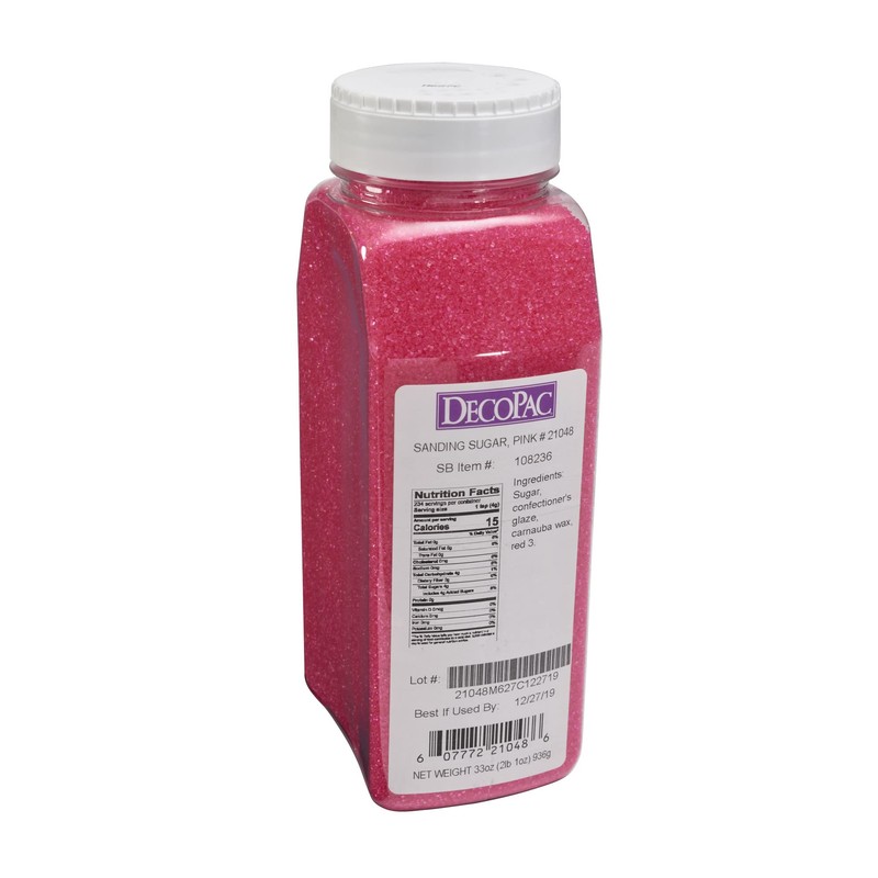 DecoPac Sanding Sugar | Pink Edible Sugar Sprinkles | 33oz