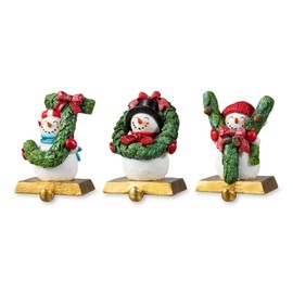 Glitzhome Christmas Stocking Holder, Set of 3 Resin Joy Hanger Hooks for Fireplace Counter Window Xmas Holiday Decoration