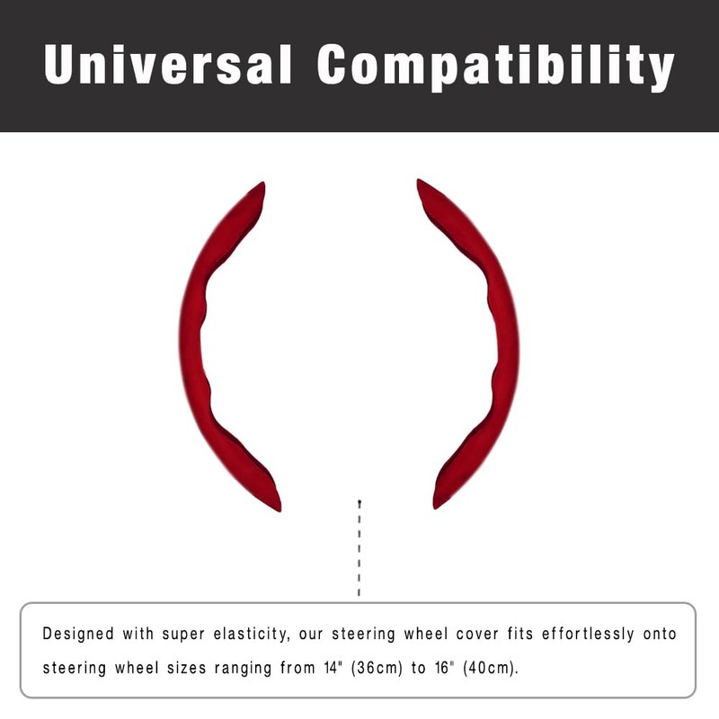 BROVACS SWT2011RD Steering Wheel Cover Suede Universal Anti-slip Design O