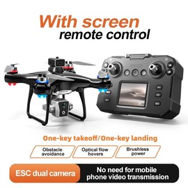 RC Drone with Screen Display Remote Control, 1080P Dual Camera, Speed Adjustment, Altitude Hold, One-Key Takeoff, 3D Flips, 2 Batteries, Toy for Boys Girls, Hovering, Brushless Motor, APP Control, LED Lights, Propeller Guard, for Kids 8-12 and Adult Begi