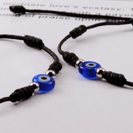 BOCHOI 3PCS Evil Eye Bracelet 7 Knots Lucky Ojo Turco Adjustable Bracelets Black String Kabbalah Protection Amulet for Women Men Girls Boys Family Couple Best friend