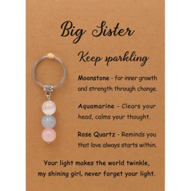 PRCOLUX Big Sister Gift - Natural Crystal Cute Keychain Big Sister Gifts Birthday Gifts for Sisters Christmas Birthday Graduation Day