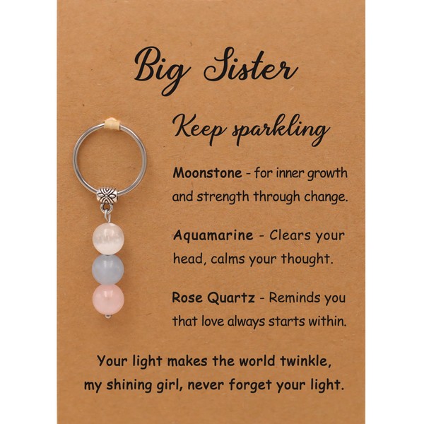 PRCOLUX Big Sister Gift - Natural Crystal Cute Keychain Big