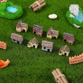 TOYANDONA Miniature House Ornament Set 10 Resin Mini House Figurines for Fairy Garden Terrarium Decoration Micro Landscape and Diy Plant Pot Display Assorted Style
