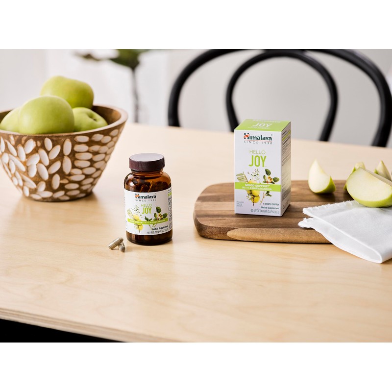 Himalaya Hello Joy Herbal Supplement, with Ashwagandha, Amla, Bacopa, Holy