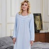 Keyocean Nightgown for Women, Soft 100% Cotton Long Sleeves Lightweight