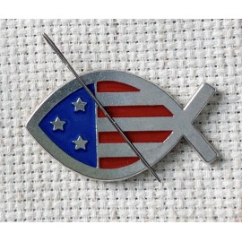 StewArt Stitches USA Fish Needle Minder, Patriotic Fridge Magnet