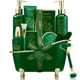 Mothers Day Gifts for Women & Men Who Have Everything, Eucalyptus Spa Gift Baskets for Mom, 16pc Bath Gift Set for Birthday Gifts for Women, Body Self Care Set for Pampering & Relaxation Basket