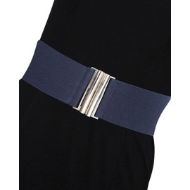 Ro Rox Florence Vintage Belt | Elasticated Belt For Women | Retro Wide Belt | Nurse 50's Style Belt | Belt With Stretch | Ladies Belts For Dresses With Silver Buckle, Navy Blue, M