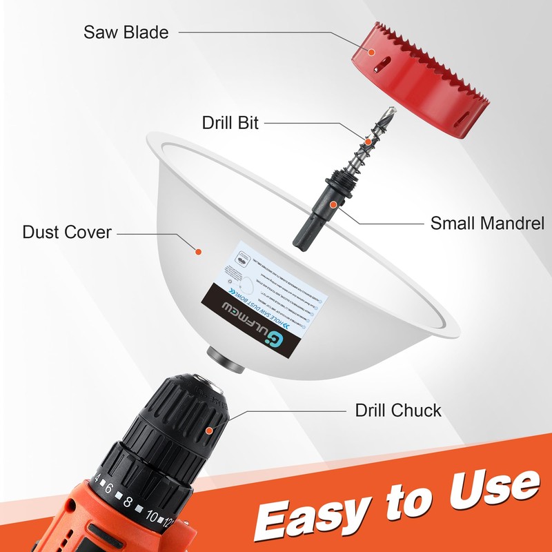 Gulfmew 1 Pack Drill Dust Bowl & Hole Saw Dust