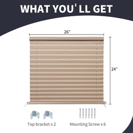 LUCKUP RV Window Shades, Blackout RV Blinds Curtains for Camper 26" W x 24" L with Aluminum Foil, RV Pleated Shades for Travel Trailer Window, Cappuccino