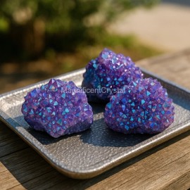 100g Rare Purple Angel Aura Titanium Quartz Cluster Geode Crystal Specimen Decor