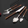 JASHII 24pcs Stainless Steel Imitation Wood Handle Cutlery Set, Knife