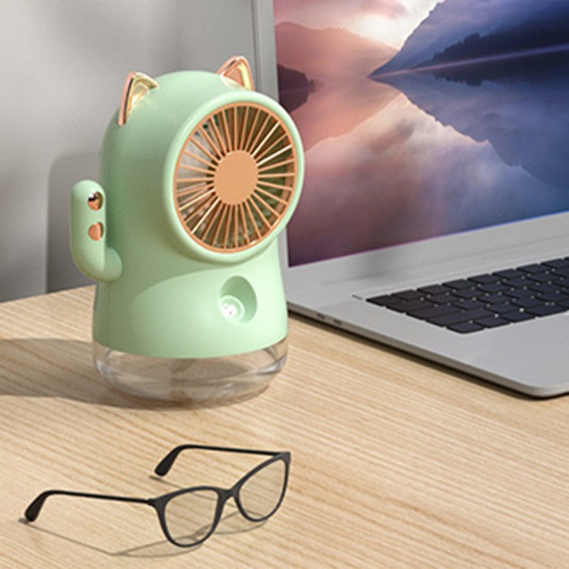 Misting Desk Fan Fortune Cat Shape Multifunction Nano Spray 3