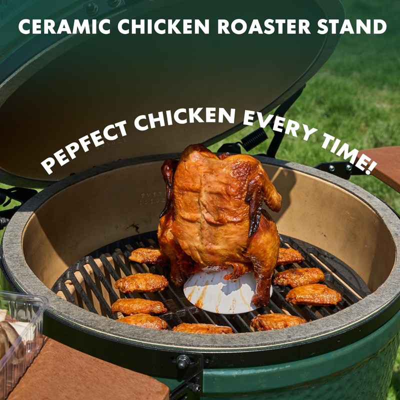 JUMUZHE Ceramic Chicken Roaster Rack, Beer Can Chicken Holder Stand
