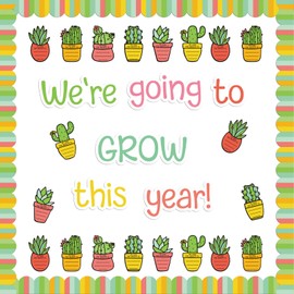 Mooliwe Cactus Goal Setting Bulletin Board Growth Mindset Succulent Potted Plant Classroom Decorations Cactus Positive Affirmations Cutouts for School Classroom Wall Door Decor Supplies
