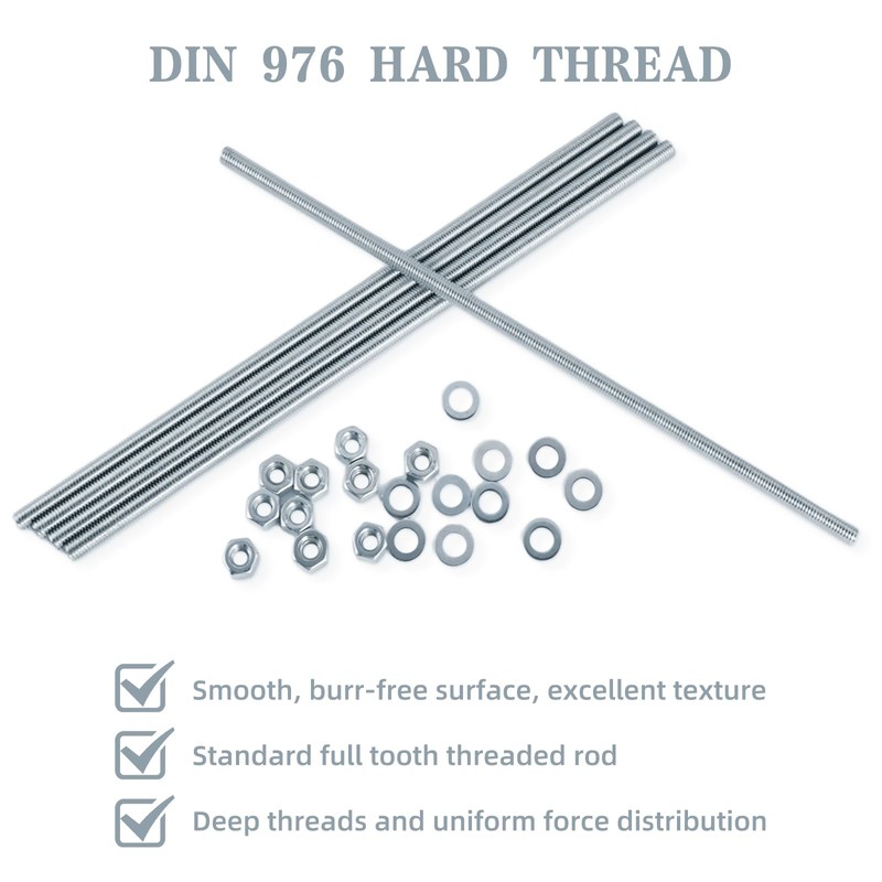 Threaded Rod M8, Pack of 5, Galvanised Threaded Rods, Carbon