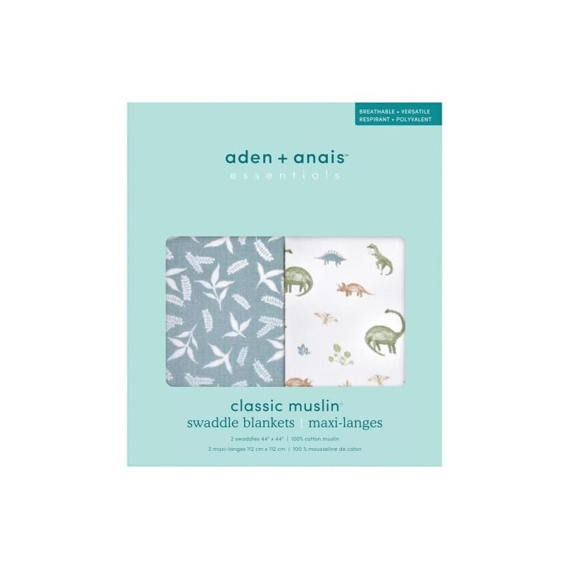 aden + anais™ essentials cotton muslin 2 pack swaddle blanket