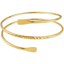 baizhong Women Punk Style Arm Cuff Bracelet for Girls Women, Adjustable Gold and Silver Coils Arm Band Cuff Bracelet