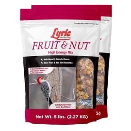 Lyric Fruit and Nut Wild Bird Seed - High Energy Wild Bird Food - Attracts Woodpeckers, Chickadees & Other Songbirds - 10 lb (Pack of 2-5 lb Bags)