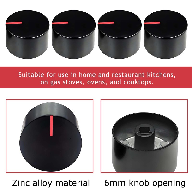 iTYOOS 4 Pieces Oven Knobs, Rotary Knob 6 mm, Cooking